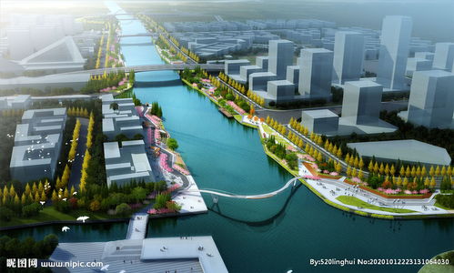 城市运河公园景观规划效果图图片